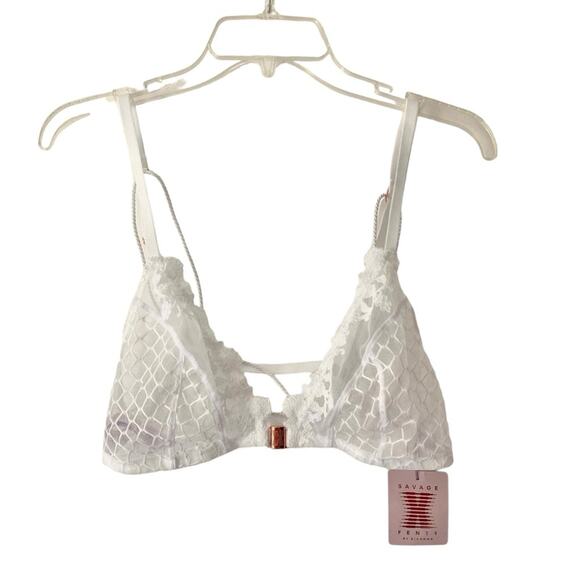 Savage X Fenty Bondage Front Closure Bralette White Lace NWTs size XL - Picture 4 of 10